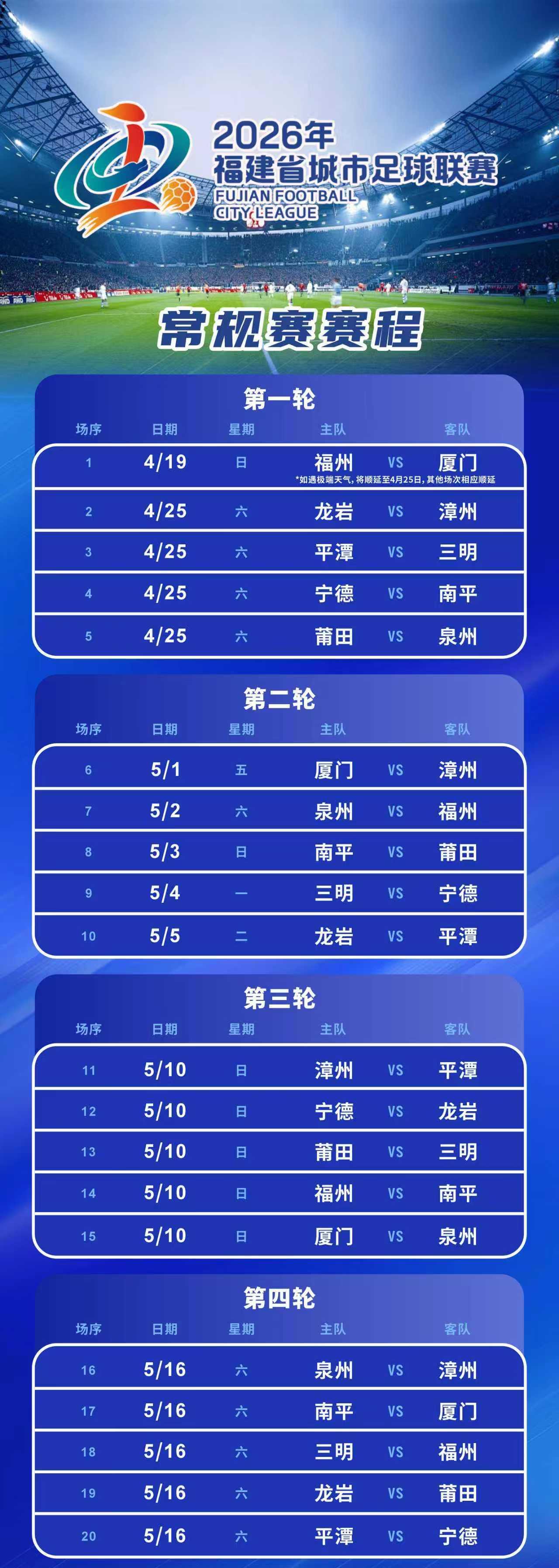 閩超常規(guī)賽程公布 4月19日福州廈門(mén)打響揭幕戰(zhàn)