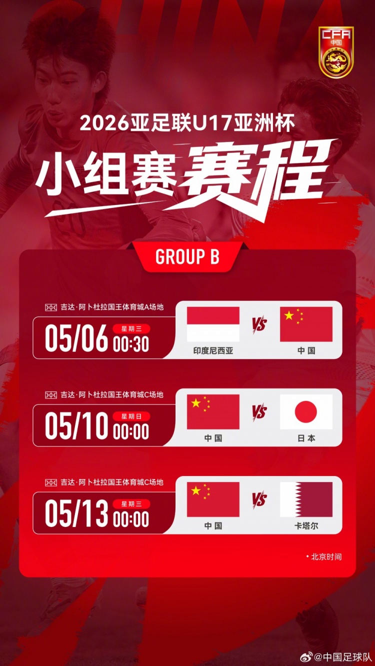 U17亞洲杯：中國小將首戰(zhàn)印尼，艾比布拉領(lǐng)銜攻擊線