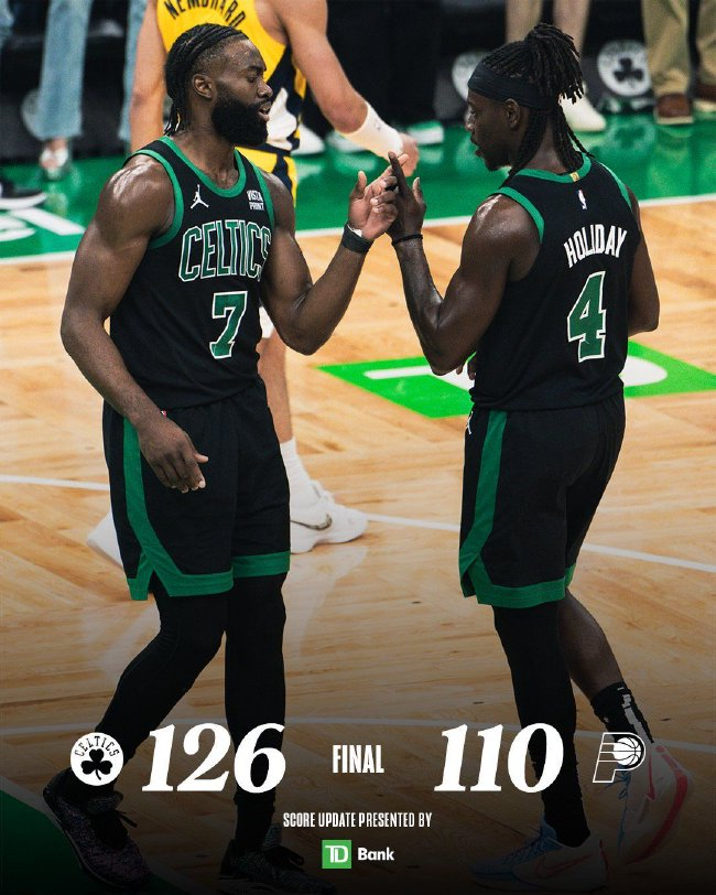 布朗40分碾壓步行者 綠軍2-0領先