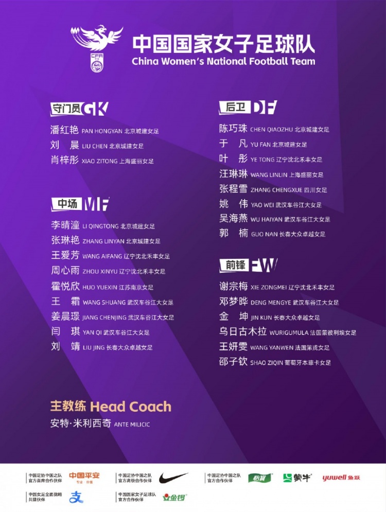 女足亞運備戰(zhàn)集訓名單公布 6月武漢兩戰(zhàn)俄羅斯